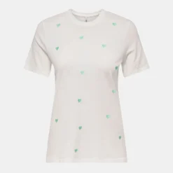 Clearance Tee shirt en coton imprimé coeurs Femme Femme Haut, Chemise|Tee Shirt