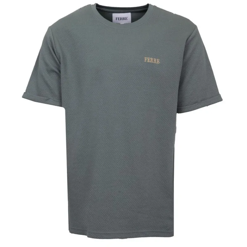 Tee shirt en coton texturé logo brodé Homme Homme Tee Shirt