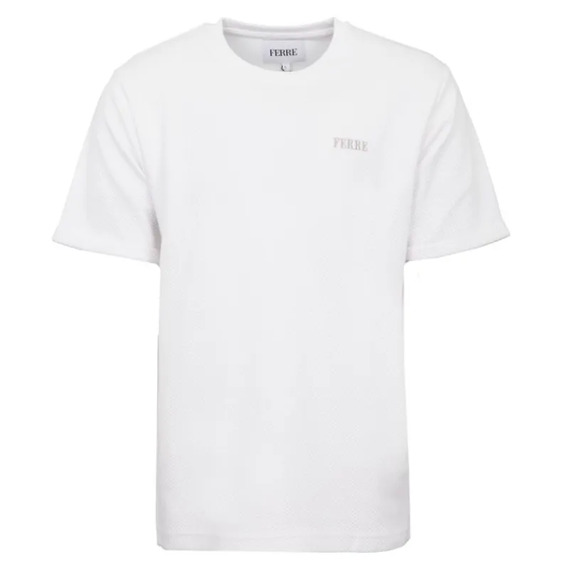 Discount Tee shirt en coton texturé logo brodé Homme Homme Tee Shirt