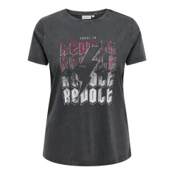 Clearance Tee shirt gris en coton biologique à motif éclair Femme Femme Haut, Chemise|Tee Shirt