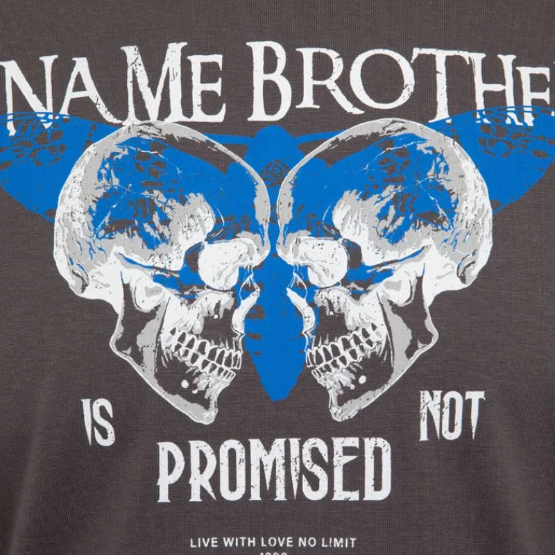 Sale Tee shirt illustration têtes de mort et papillon en coton Homme Homme Tee Shirt