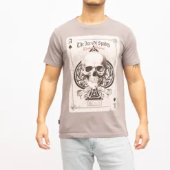 Sale Tee shirt imprimé carte squelette Homme Homme Tee Shirt