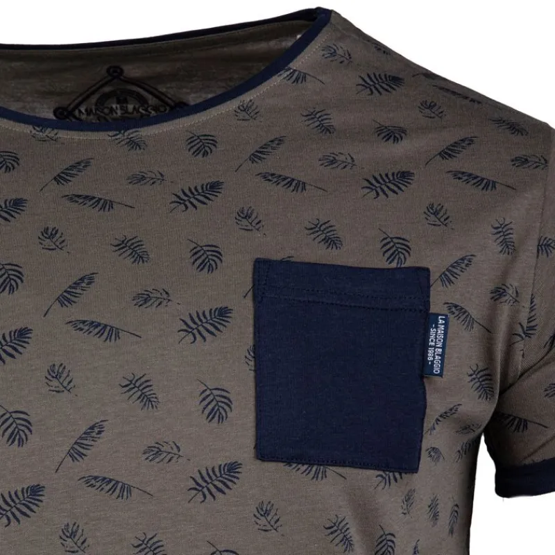 Discount Tee shirt imprimé feuilles avec poche mably Homme Homme Tee Shirt