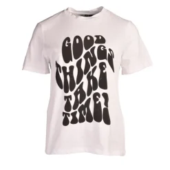 Outlet Tee shirt Jada imprimé Good things take time Femme Femme Haut, Chemise|Tee Shirt