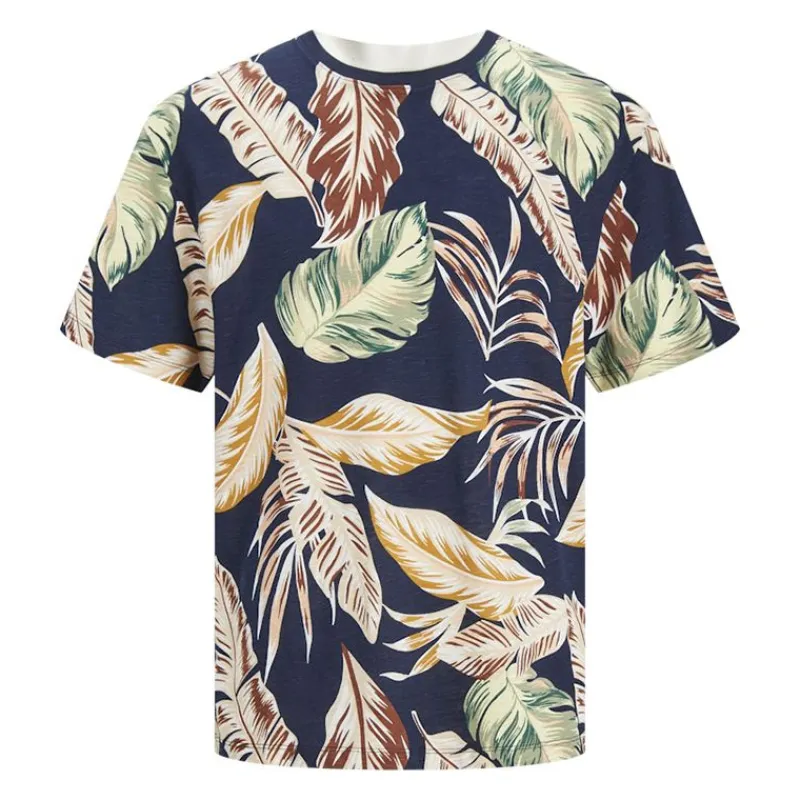 Best Tee shirt jeff navy blazer imprimé tropical Homme Homme Tee Shirt
