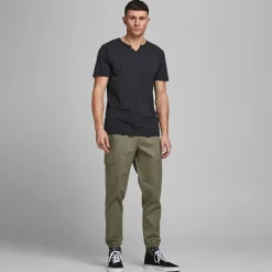 Hot Tee shirt jersey col v boutonné Homme Homme Tee Shirt