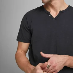 Discount Tee shirt jersey col v boutonné Homme Homme Tee Shirt