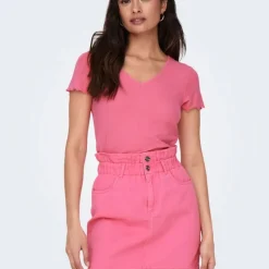 New Tee shirt kika crop top col v Femme Femme Haut, Chemise|Tee Shirt