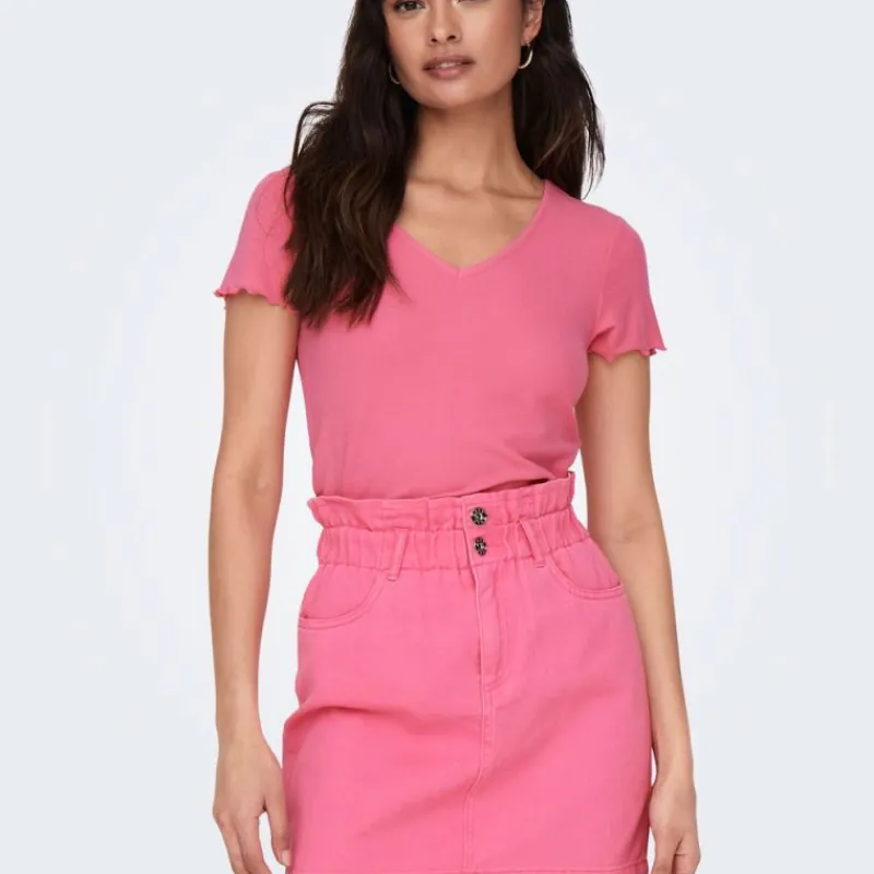 New Tee shirt kika crop top col v Femme Femme Haut, Chemise|Tee Shirt