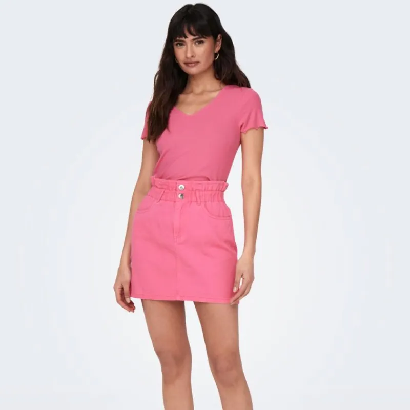 New Tee shirt kika crop top col v Femme Femme Haut, Chemise|Tee Shirt