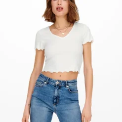 Best Tee shirt kika crop top col v Femme Femme Tee Shirt|Haut, Chemise
