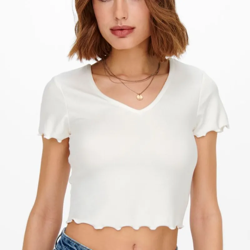 Best Tee shirt kika crop top col v Femme Femme Tee Shirt|Haut, Chemise