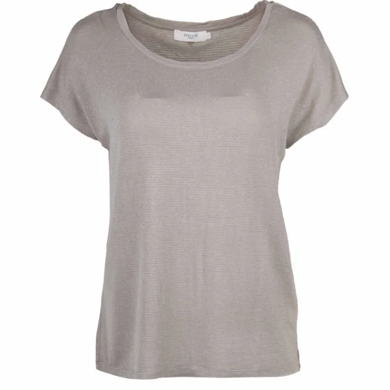Online Tee shirt liseré doré fluide à manches courtes Femme Femme Tee Shirt|Haut, Chemise