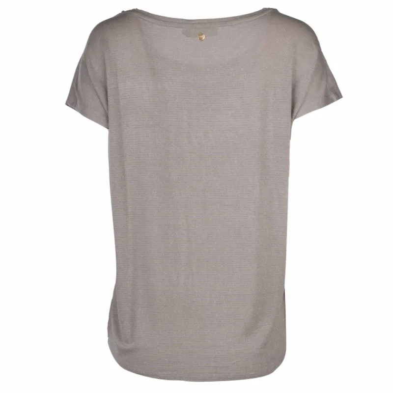 Online Tee shirt liseré doré fluide à manches courtes Femme Femme Tee Shirt|Haut, Chemise