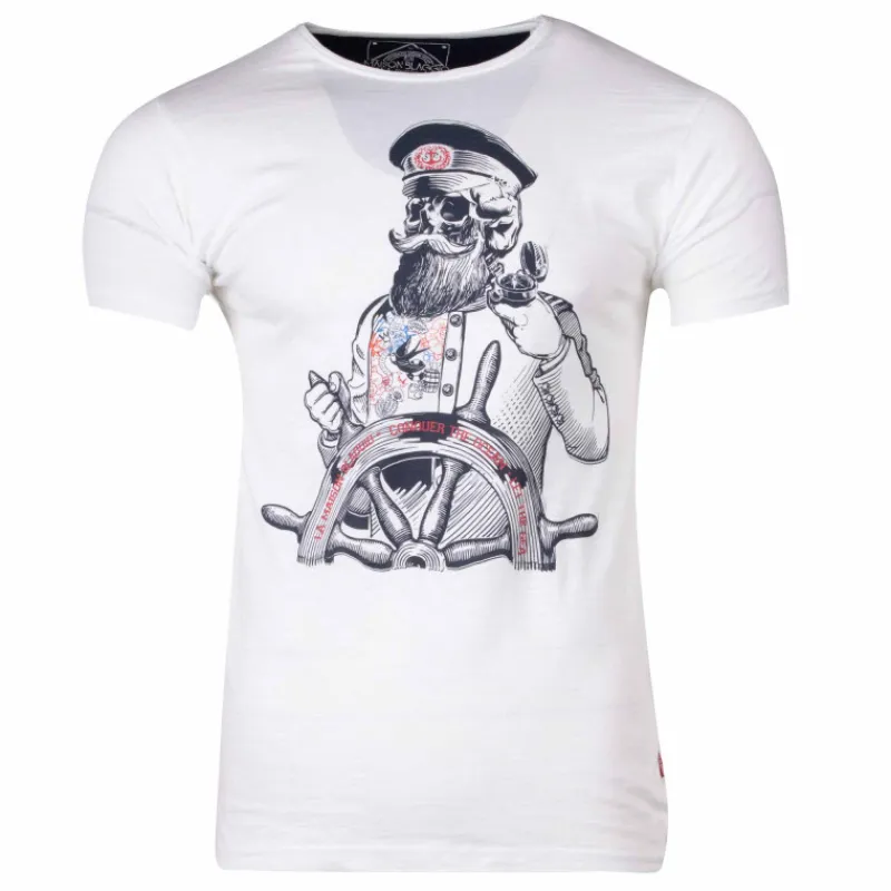 Online Tee shirt manches courtes imprime coton doux Capitaine maxwell assor 24 Homme Homme Tee Shirt