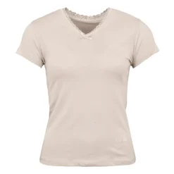 New Tee shirt manches courtes col V dentelles lona Femme Femme Tee Shirt|Haut, Chemise