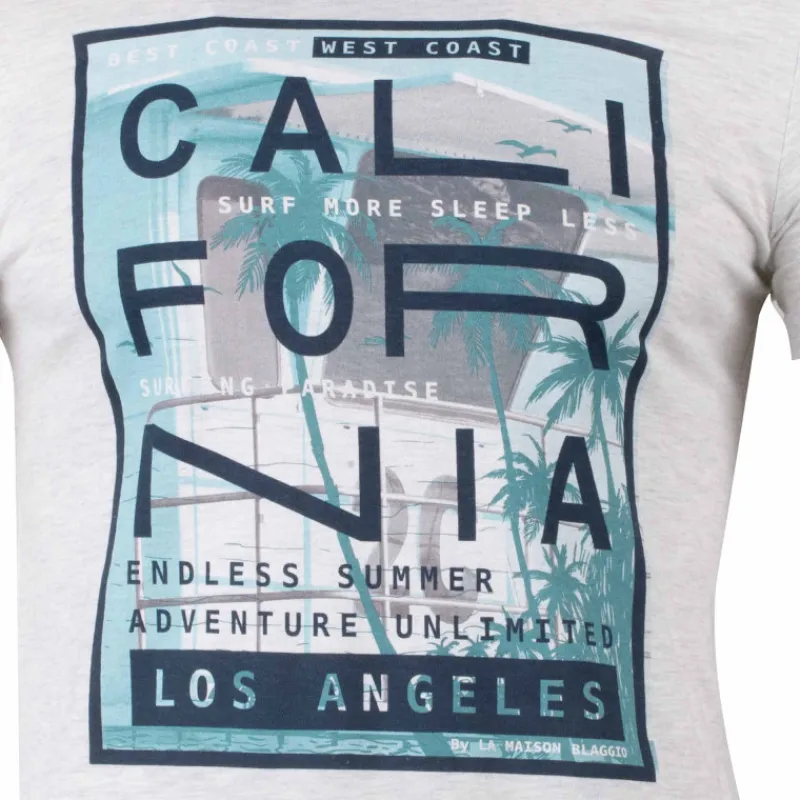 Clearance Tee shirt manches courtes imprime coton doux Californie martial assor 24 Homme Homme Tee Shirt