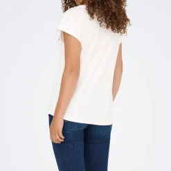 Online Tee shirt manches courtes col V bouche coeur brodé onlamber Femme Femme Tee Shirt|Haut, Chemise