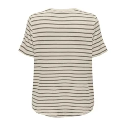 New Tee shirt Manu rayé col v maille Femme Femme Haut, Chemise|Tee Shirt