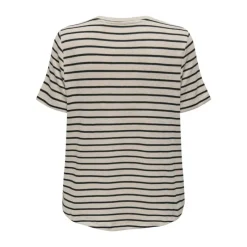 Clearance Tee shirt Manu rayé col v maille Femme Femme Tee Shirt|Haut, Chemise