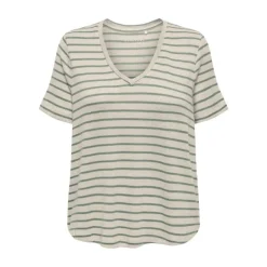 New Tee shirt Manu rayé col v maille Femme Femme Tee Shirt|Haut, Chemise