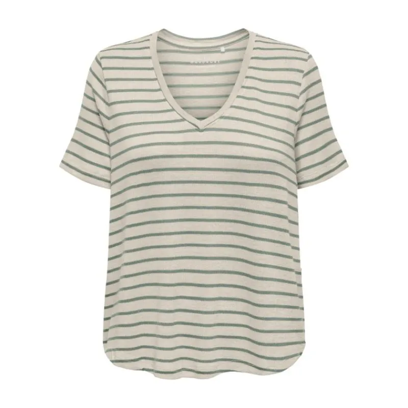 New Tee shirt Manu rayé col v maille Femme Femme Tee Shirt|Haut, Chemise