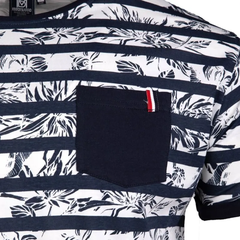 Hot Tee shirt motif marinière manches courtes mauricio Homme Homme Tee Shirt