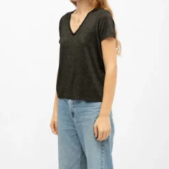 Clearance Tee shirt col V oxane à rayures Femme Femme Haut, Chemise|Tee Shirt