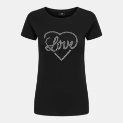 Online Tee shirt coton Love coeur à strass Femme Femme Haut, Chemise|Tee Shirt
