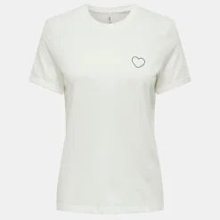 New Tee shirt Tenna col rond coton imprimé coeur regular Femme Femme Haut, Chemise|Tee Shirt