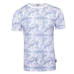 Tee shirt uni menson-b avec imprimé feuilles Homme Homme Tee Shirt
