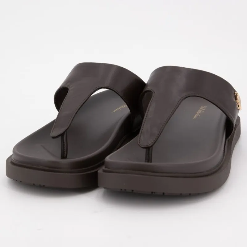 Hot Tong turtledove kary cuir semelle confort Femme Femme Tongs, Mules