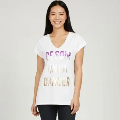 Online Top à sequins "ce soir on va dancer " Femme Femme Haut, Chemise