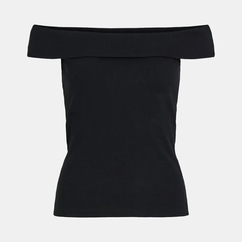 New Top coton sahia black épaules dénudées Femme Femme Haut, Chemise|Tee Shirt