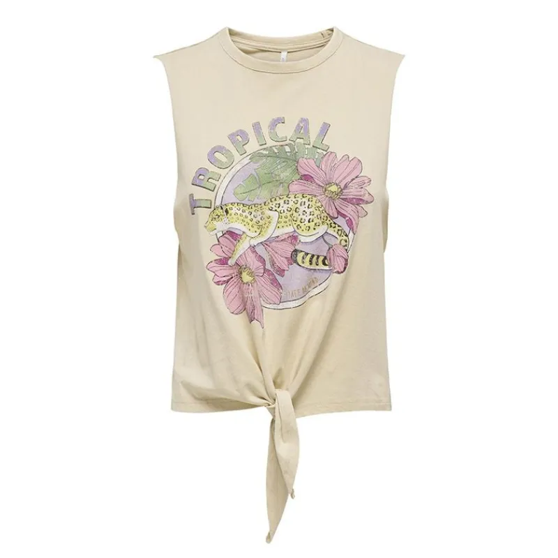 Clearance Top court imprimé tropical avec noeud Femme Femme Haut, Chemise|Tee Shirt