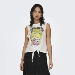 Discount Top court imprimé paradise avec noeud Femme Femme Haut, Chemise|Tee Shirt