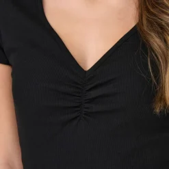 Discount Top crop betty col v manches courtes Femme Femme Haut, Chemise