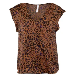 Outlet Top manches courtes col v imprimé animal Femme Femme Haut, Chemise