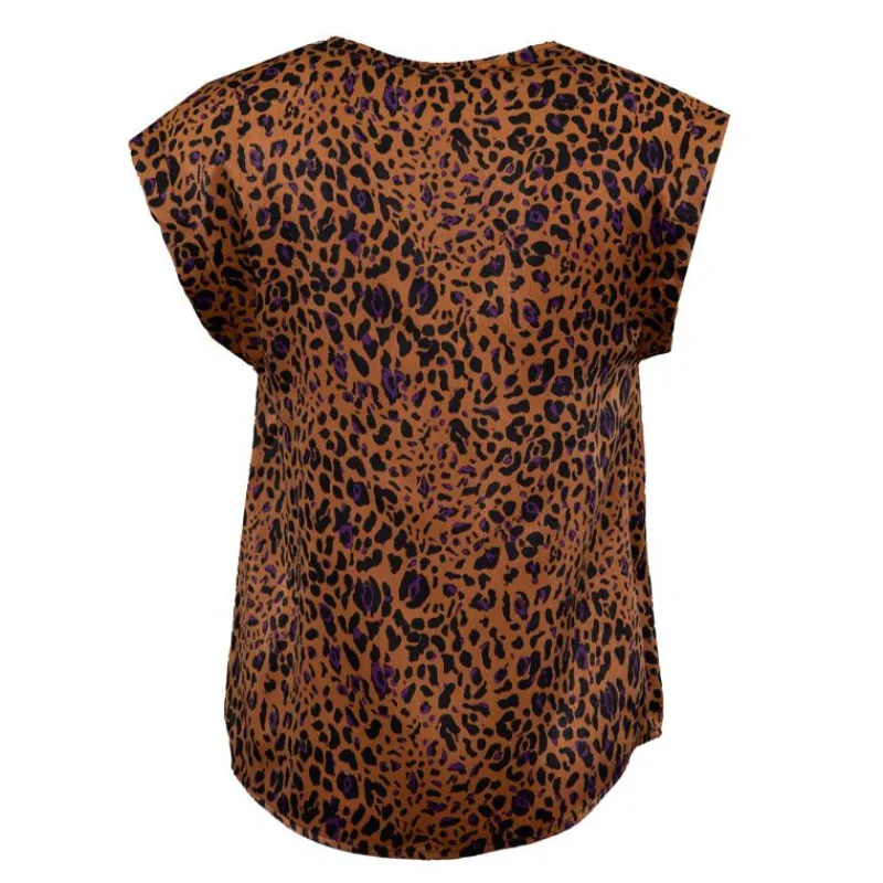 Outlet Top manches courtes col v imprimé animal Femme Femme Haut, Chemise