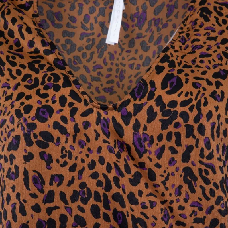 Outlet Top manches courtes col v imprimé animal Femme Femme Haut, Chemise