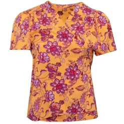 Top ocre à fleurs thess col croisé Femme Femme Haut, Chemise
