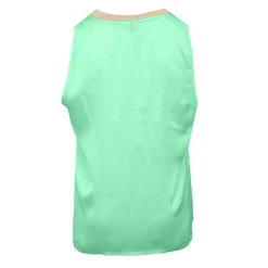 Best Top sans manches effet satiné col V fil doré Femme Femme Haut, Chemise