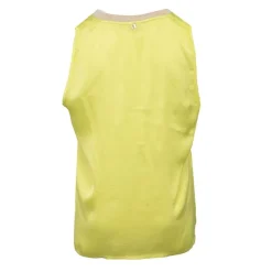 Best Top sans manches effet satiné col V fil doré Femme Femme Haut, Chemise