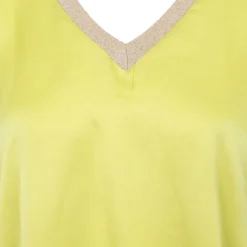 Best Top sans manches effet satiné col V fil doré Femme Femme Haut, Chemise