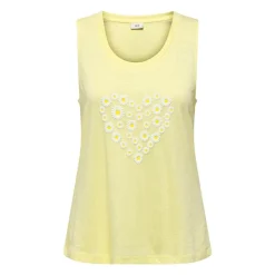 Hot Top sans manches fleurs en relief jaune Femme Femme Haut, Chemise|Tee Shirt