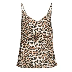 Hot Top tan à bretelles imprimé léopard col V Femme Femme Haut, Chemise