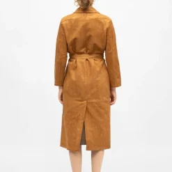 New Trench long camel effet daim faragot à nouer Femme Femme Veste, Doudoune, Manteau