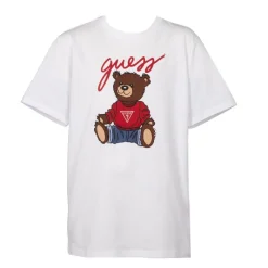 Sale Tshirt coton imprimé ourson marron avec logo rouge Enfant Enfant Tee Shirt