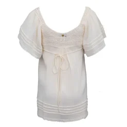 Sale Tunique lacy crochet manches à volants Femme Femme Haut, Chemise