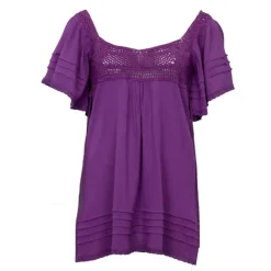 Online Tunique lacy crochet manches à volants Femme Femme Haut, Chemise